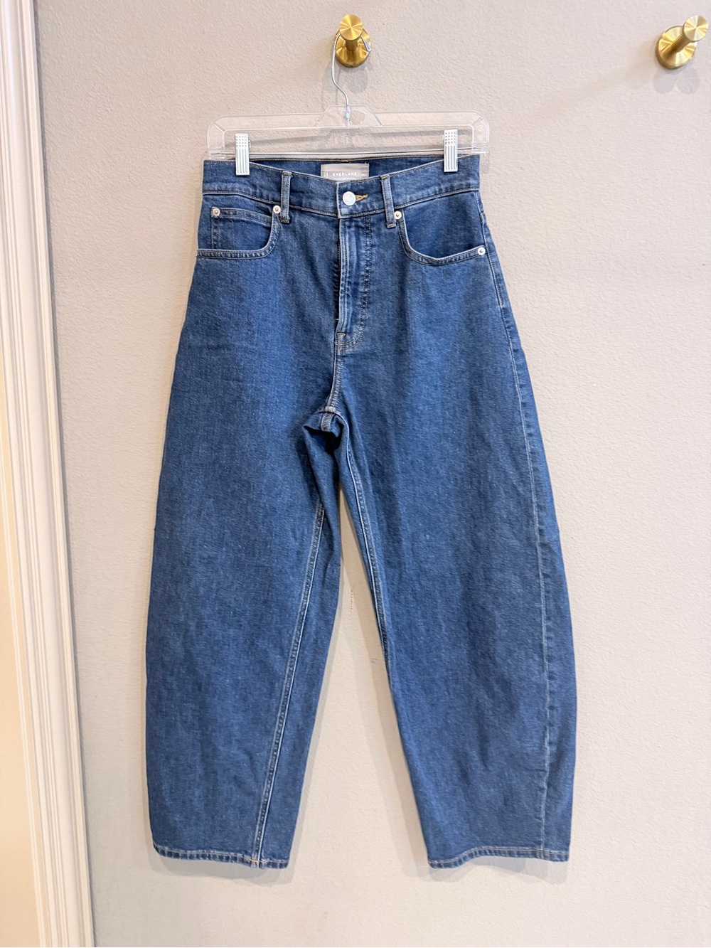 Everlane The Way-High Curve Jeans 27L Medium Wash Blue Barrel Leg High Rise